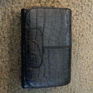 Grey Leather Embossed Coach Wallet